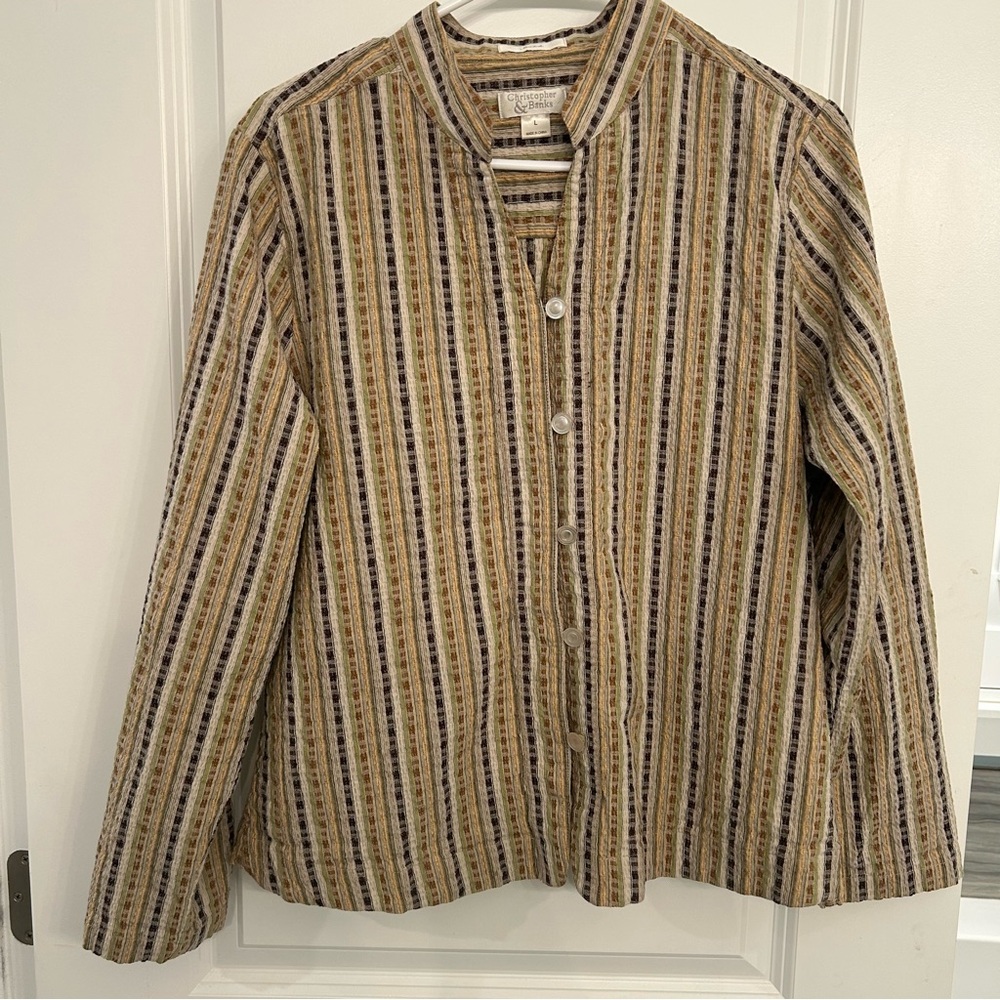 Christopher & Banks Boho Striped Button-Up Blouse